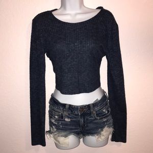 navy crop long sleeve